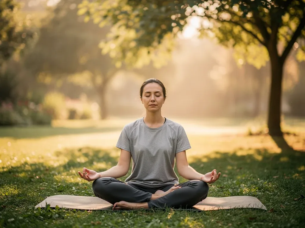 Individual practicing mindfulness meditation outdoors for mental strength
