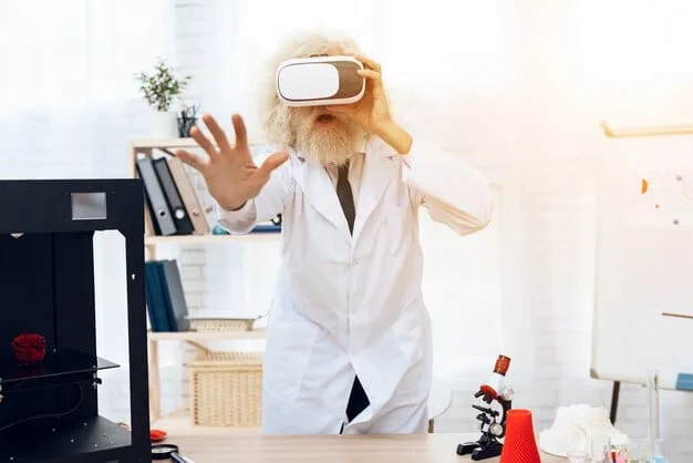 A scientist studying brain scans, highlighting areas related to pleasure and creativity, surrounded by lab equipment.