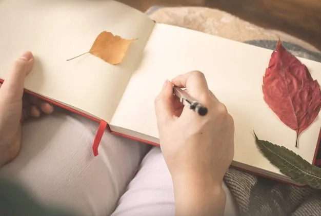 A close-up shot of hands journaling, with soft, natural light highlighting the pen and paper, symbolizing introspection, self-reflection, and emotional processing, which are essential for self-care and confidence.