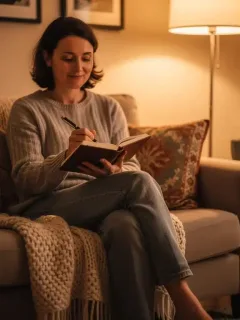 Person journaling for emotional clarity with pen and notebook
