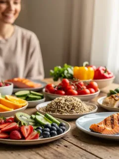 Colorful healthy meal promoting emotional stability