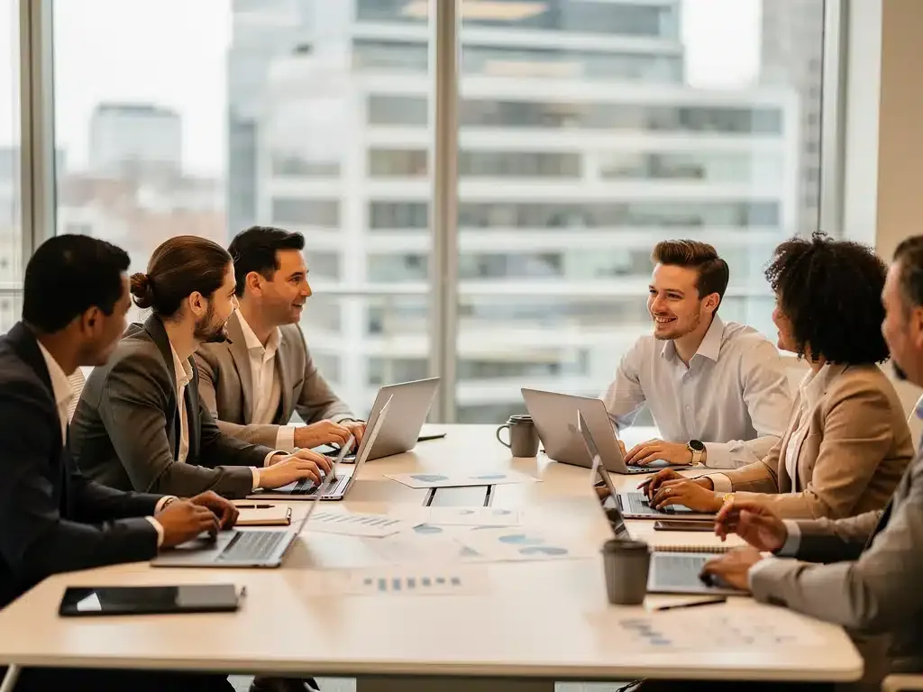 Professionals cultivating resilience in a modern American workplace