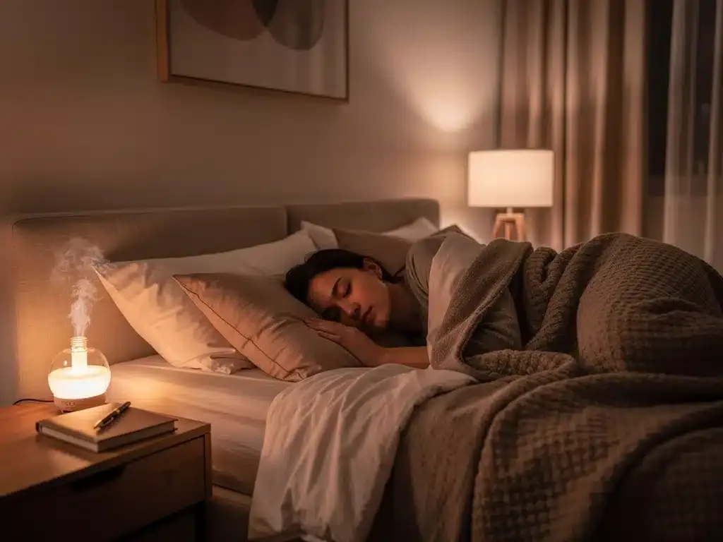 Peaceful bedroom scene illustrating deep sleep and emotional tranquility