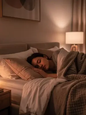 Peaceful bedroom scene illustrating deep sleep and emotional tranquility