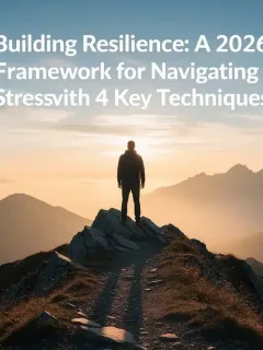 Person on mountain peak symbolizing resilience against stress