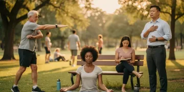 Diverse Americans practicing mindfulness for emotional wellness