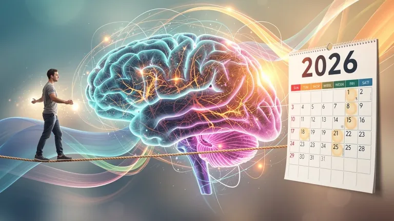 Abstract representation of emotional agility and rewiring self-talk for future habit consistency.