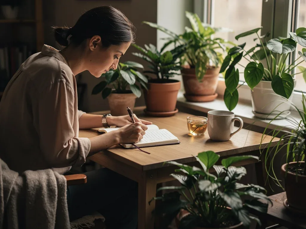 Person journaling for emotional processing and clarity