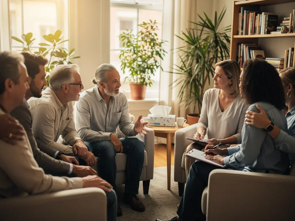 Group therapy session for emotional support and wellness