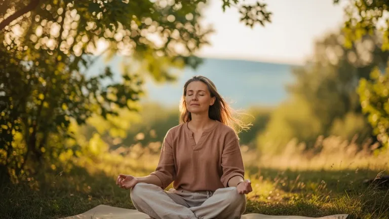 American practicing mindfulness meditation for stress relief