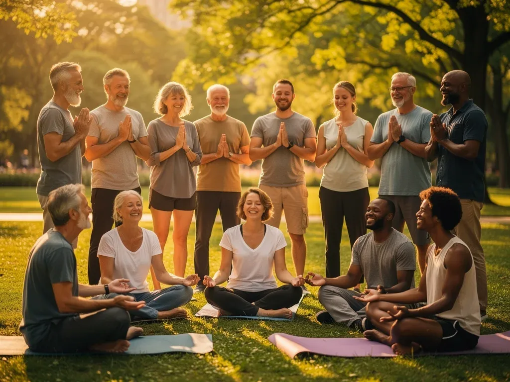 Group practicing mindfulness for collective emotional well-being.