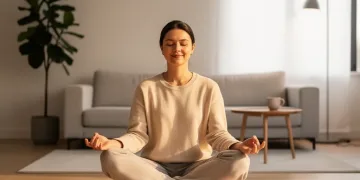 Serene individual meditating, representing emotional self-management and inner calm.