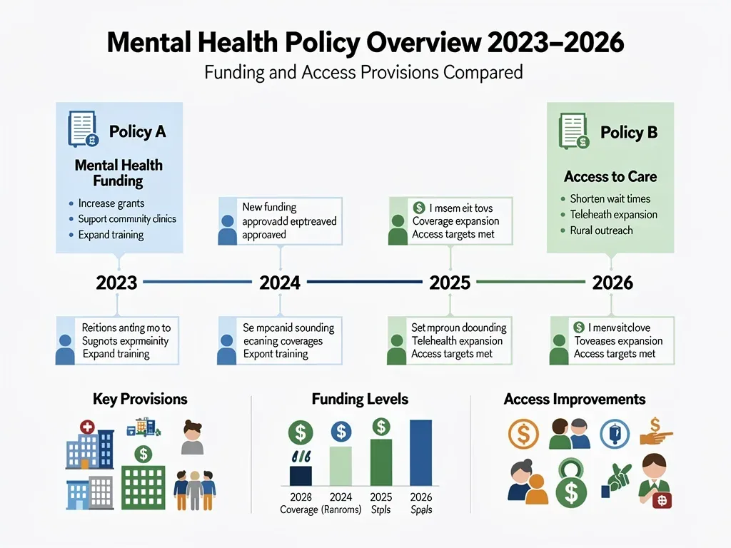 Infographic detailing key provisions of 2026 mental health policies