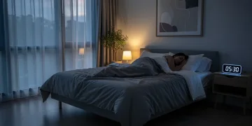Peaceful bedroom scene with a person sleeping, representing optimized sleep for emotional health in 2026