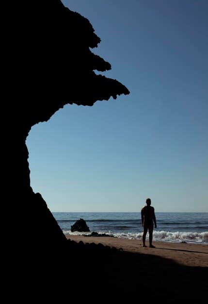 A silhouette of a person standing firmly on a cliff, overlooking a vast ocean. The sky is a mix of vibrant colors, symbolizing strength and resilience in the face of emotional challenges. The overall tone is empowering and hopeful.