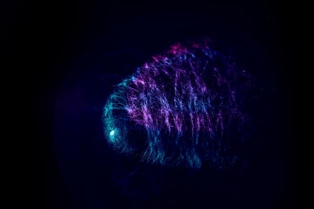 A close-up of a brain with glowing neural pathways activated by positive thoughts symbolized by shining light, set against a dark background.