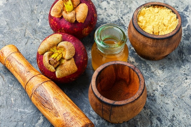 A close-up shot of various healthy alternative sweeteners like stevia, monk fruit, and erythritol arranged in small bowls on a wooden table. The lighting emphasizes the natural textures and colors of the sweeteners, with a blurred background of a pantry.