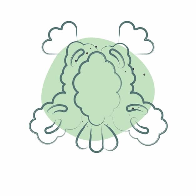 A simple illustration depicting a brain with a thought bubble above it, gradually fading as the individual practices meditation, symbolizing reduced mental clutter.