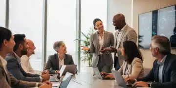 Group of diverse adults practicing emotional intelligence in a collaborative setting.