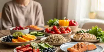 Colorful healthy meal promoting emotional stability