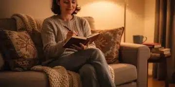 Person journaling for emotional clarity with pen and notebook