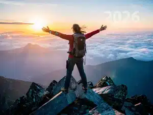 Person on mountaintop embracing personal accountability and future success in 2026