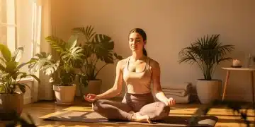 Woman meditating on yoga mat, symbolizing mental health reclamation